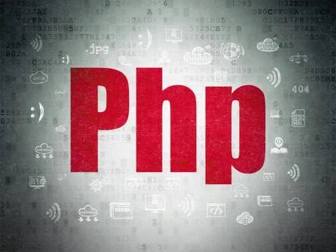 Programming concept: Php on Digital Data Paper background 스톡 일러스트