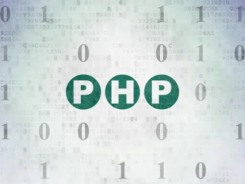 Programming concept: Php on Digital Data Paper background 스톡 일러스트