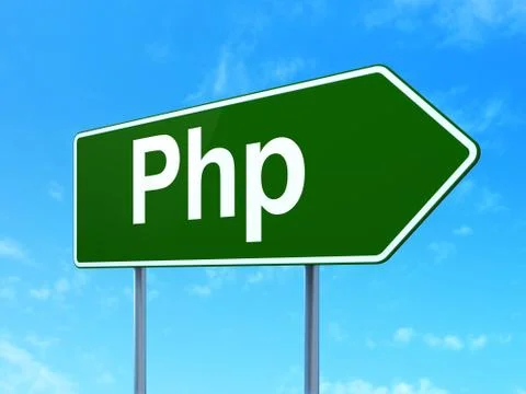 Programming concept: Php on road sign background Stock Illustration