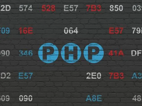 Programming concept: Php on wall background Illustrazione stock