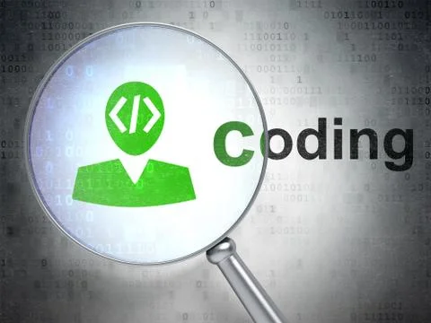 Programming concept: Programmer and Coding with optical glass Stock-Illustration