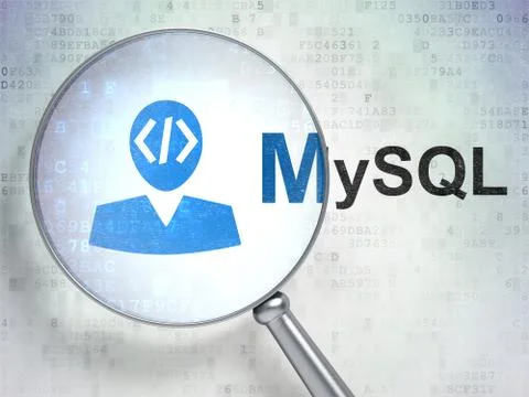 Programming concept: Programmer and MySQL with optical glass イラスト素材