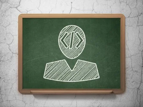 Programming concept: Programmer on chalkboard background Illustrazione stock