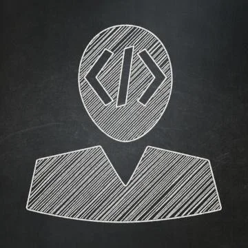 Programming concept: Programmer on chalkboard background Illustrazione stock