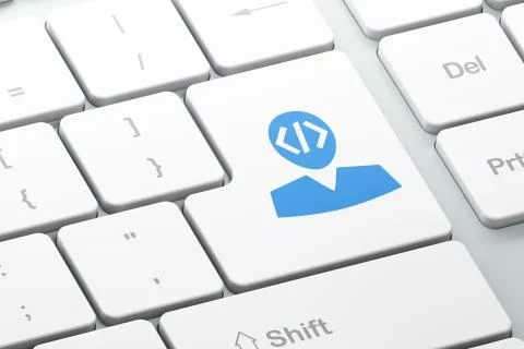 Programming concept: Programmer on computer keyboard background Stock-Illustration