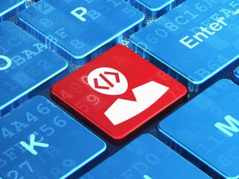 Programming concept: Programmer on computer keyboard background Stock Illustration