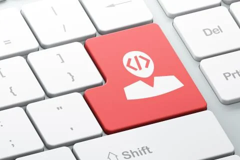 Programming concept: Programmer on computer keyboard background Stock-Illustration