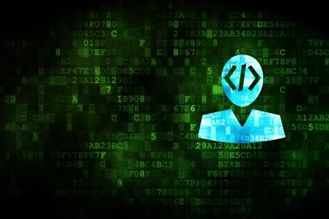 Programming concept: Programmer on digital background 스톡 일러스트