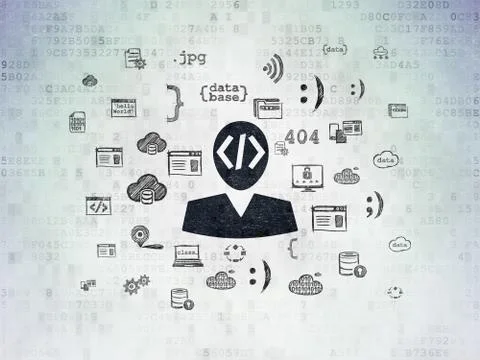 Programming concept: Programmer on Digital Data Paper background Stock Illustration