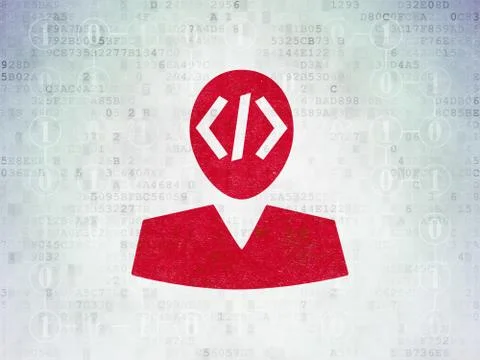 Programming concept: Programmer on Digital Data Paper background Illustrazione stock