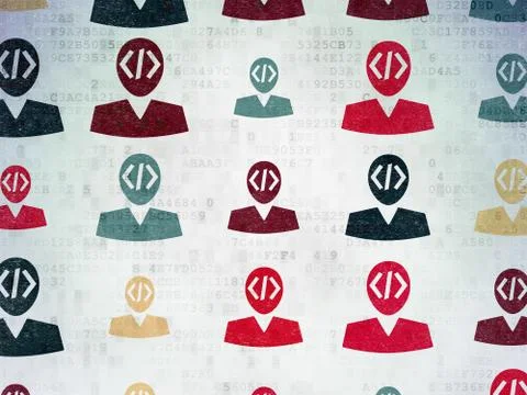 Programming concept: Programmer icons on Digital Paper background 스톡 일러스트