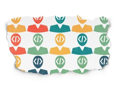 Programming concept: Programmer icons on Torn Paper background 스톡 일러스트