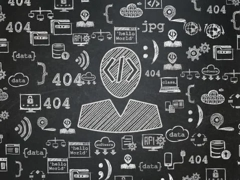 Programming concept: Programmer on School Board background Illustrazione stock