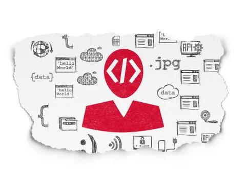 Programming concept: Programmer on Torn Paper background 스톡 일러스트