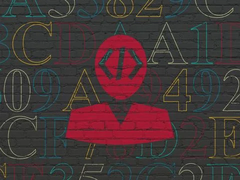 Programming concept: Programmer on wall background イラスト素材