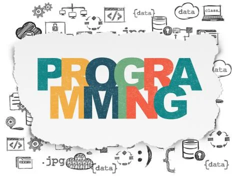 Programming concept: Programming on Torn Paper background イラスト素材