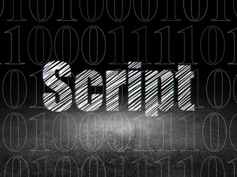 Programming concept: Script in grunge dark room Stock Illustration