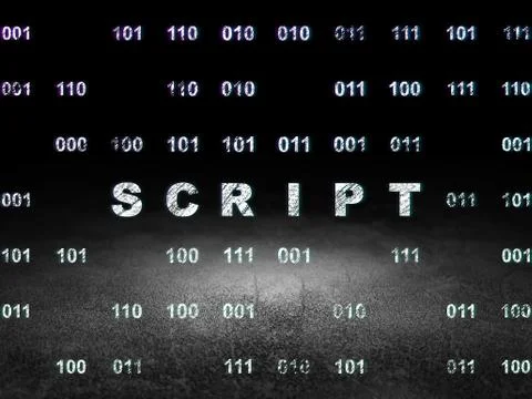 Programming concept: Script in grunge dark room Stockillustratie