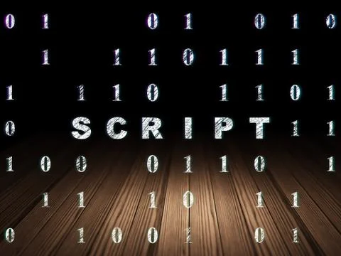 Programming concept: Script in grunge dark room Ilustración de archivo