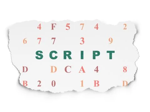 Programming concept: Script on Torn Paper background 스톡 일러스트