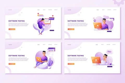 Programming concept set, web coder at work, vector images. Developer programm 스톡 일러스트