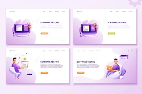 Programming concept set, web coder at work, vector images. Developer programm 스톡 일러스트