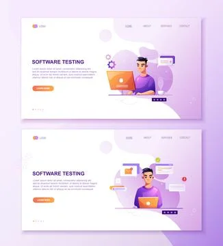 Programming concept set, web coder at work, vector images. Developer programm Stock Illustration