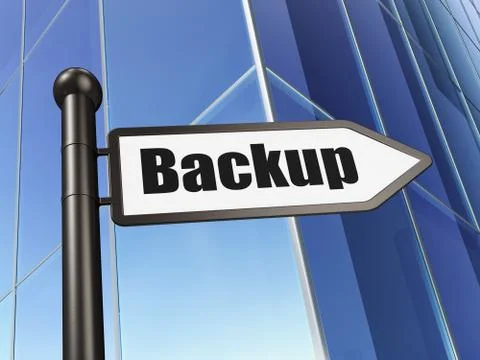 Programming concept: sign Backup on Building background Illustrazione stock