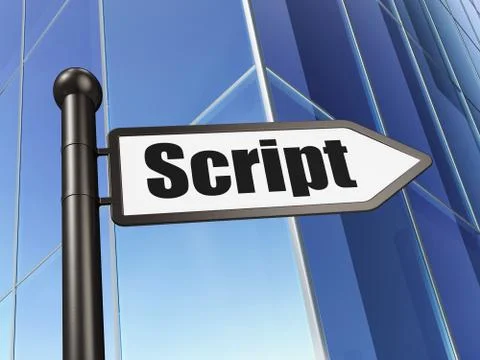 Programming concept: sign Script on Building background 库存插图