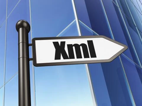 Programming concept: sign Xml on Building background 스톡 일러스트