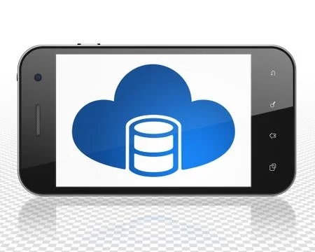 Programming concept: Smartphone with Database With Cloud on display Stock-Illustration