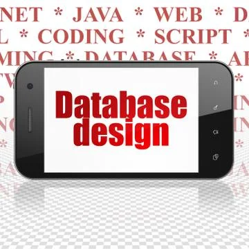 Programming concept: Smartphone with Database Design on display Stock-Illustration
