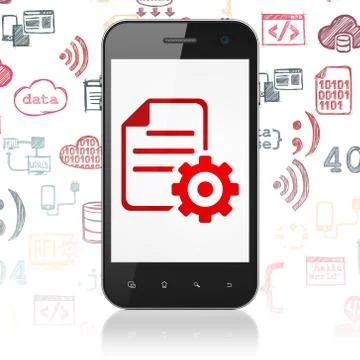 Programming concept: Smartphone with Gear on display Illustration