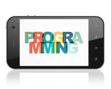 Programming concept: Smartphone with Programming on  display Illustrazione stock