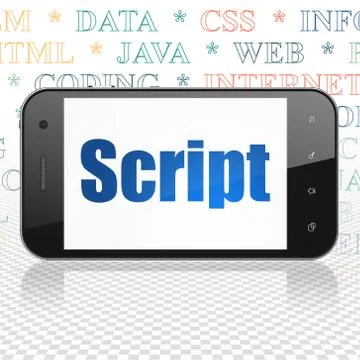 Programming concept: Smartphone with Script on display Illustrazione stock