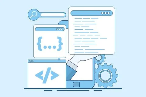 Programming Concept, Software development and programming. Stock Illustration