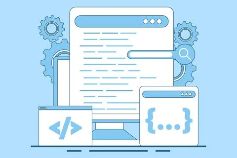 Programming Concept, Software development and programming. Stock Illustration