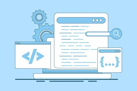 Programming Concept, Software development and programming. Stock Illustration