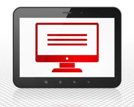 Programming concept: Tablet Pc Computer with Monitor on display 스톡 일러스트