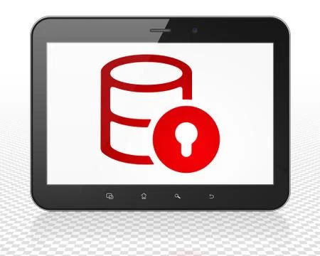 Programming concept: Tablet Pc Computer with Database With Lock on display Stock Illustration