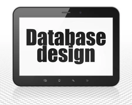 Programming concept: Tablet Pc Computer with Database Design on display Stock Illustration