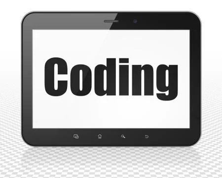 Programming concept: Tablet Pc Computer with Coding on display Stock Illustration