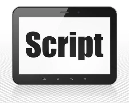 Programming concept: Tablet Pc Computer with Script on display Stockillustratie