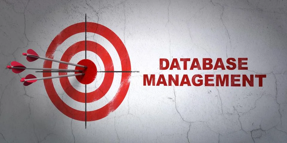 Programming concept: target and Database Management on wall background イラスト素材