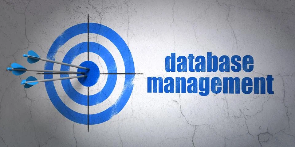 Programming concept: target and Database Management on wall background イラスト素材