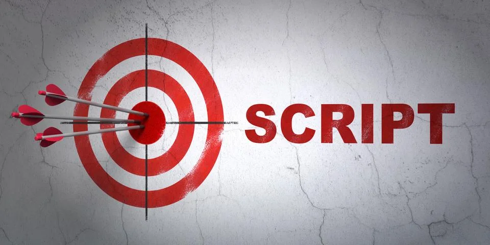 Programming concept: target and Script on wall background 스톡 일러스트