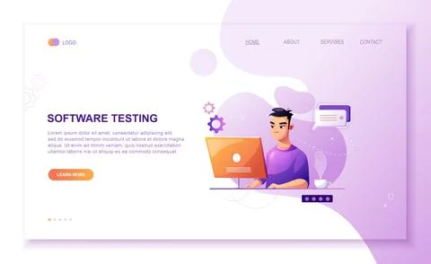 Programming concept, web engineer at work, vector images. Developer programmi Stock Illustration