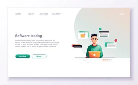 Programming concept, web engineer at work, vector images. Developer programmi Stock Illustration