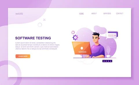 Programming concept, web engineer at work, vector illustration. Developer pro Stock Illustration