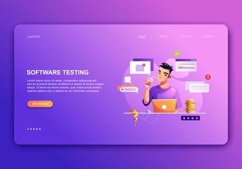 Programming concept, web engineer at work, vector illustration. Developer pro Illustrazione stock